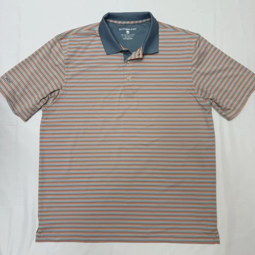 Lot of 2 Southern Tide Men's Large The Skipjack Polo Short Sleeve Stripes